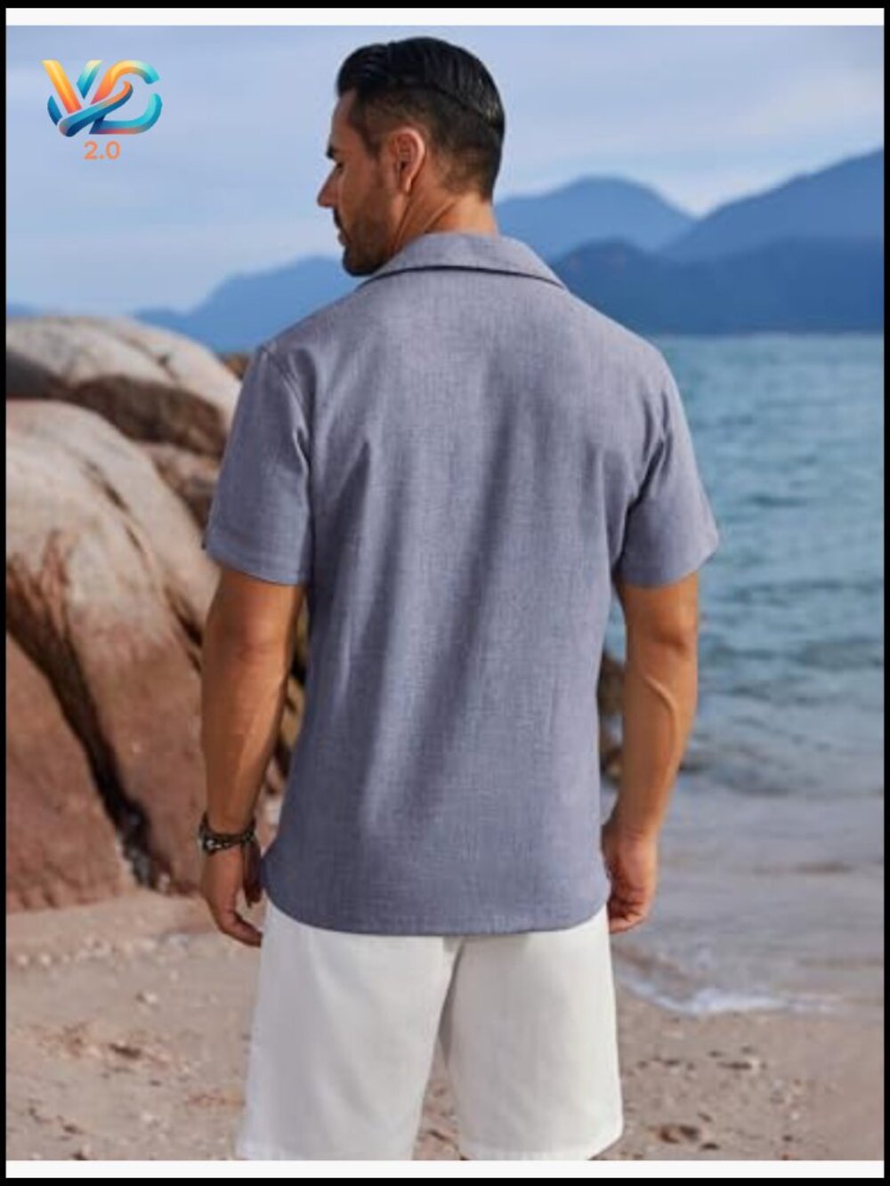 Men's Short Sleeve Button Down Linen Shirt Casual Summer Beach Vacation Shirt - Picture 4 of 7